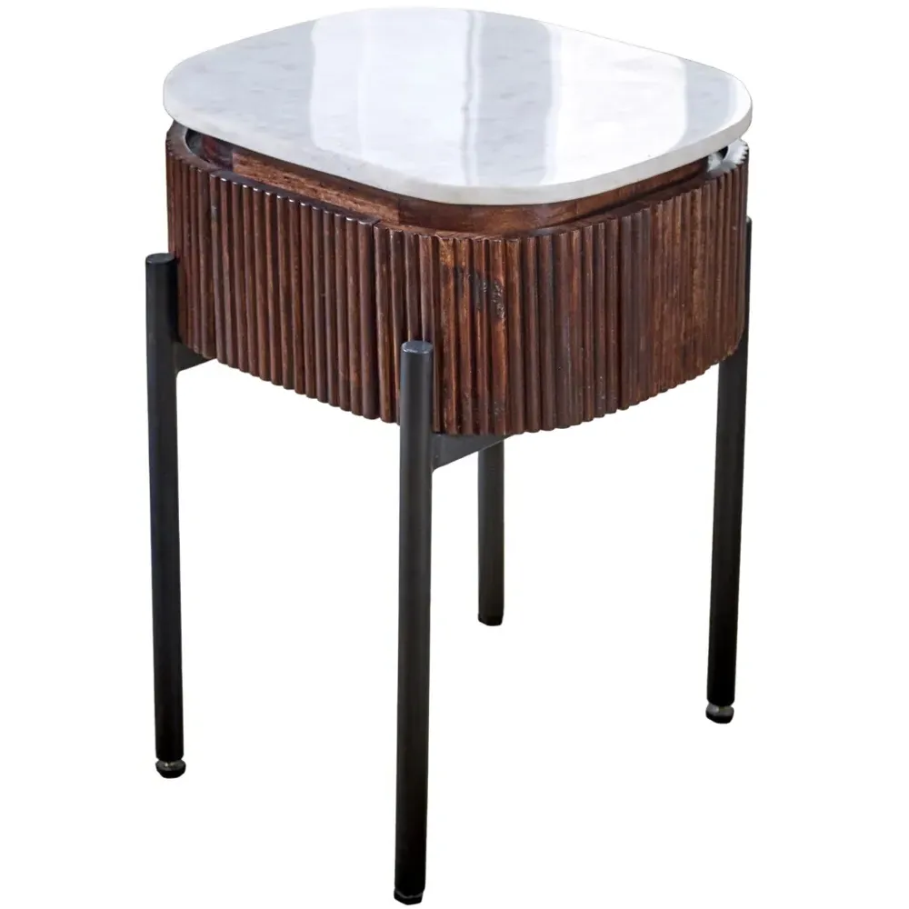 Opal Bedside Table with Drawer - Brown, Mango Wood