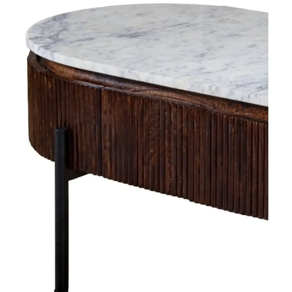 Opal Oval Coffee Table with 2 Drawers - Brown, Mango Wood