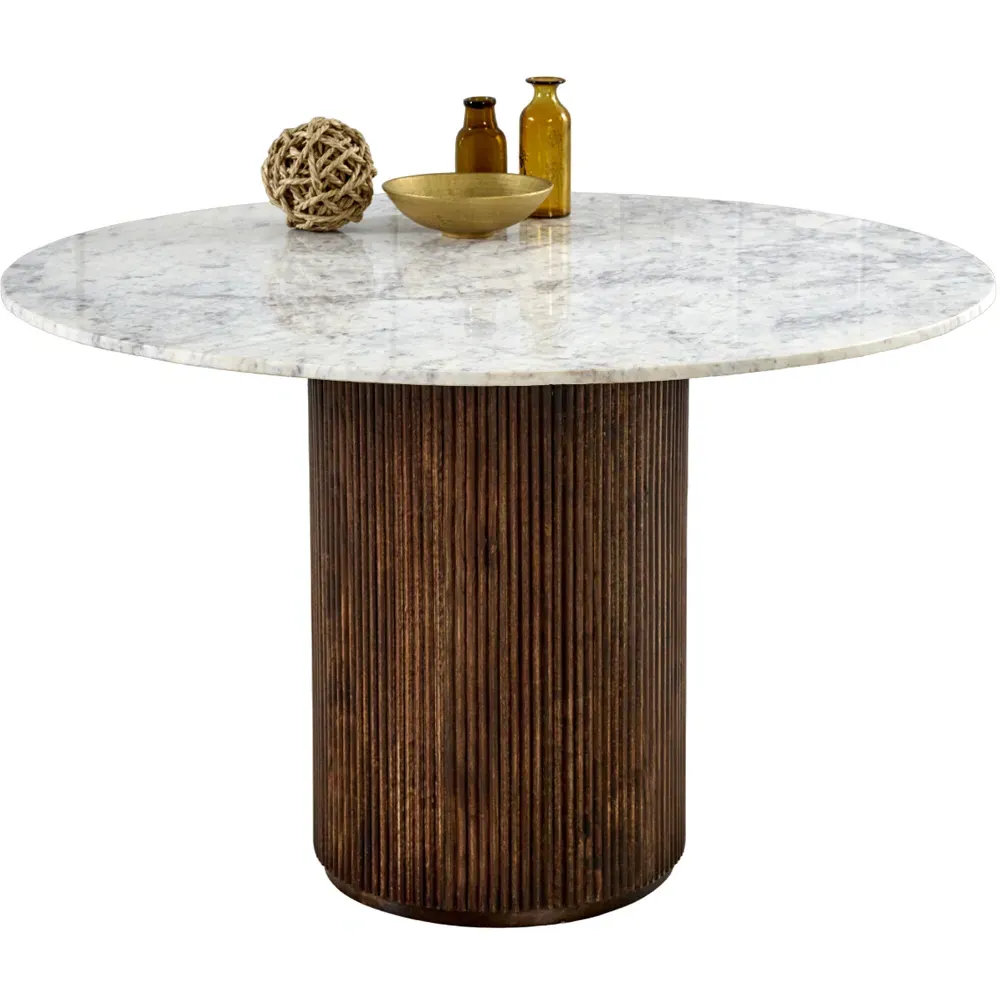 Opal Round 4-Seater Dining Table - Brown, Marble