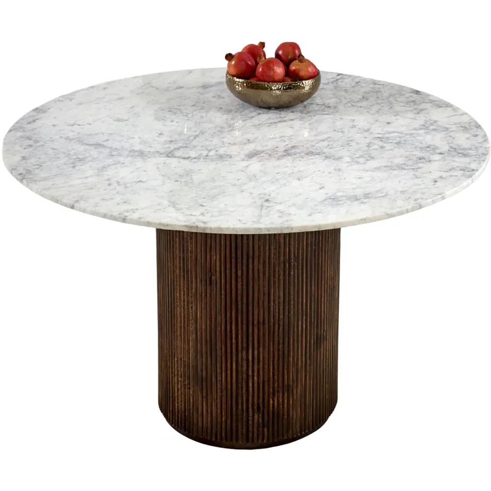 Opal Round 4-Seater Dining Table - Brown, Marble