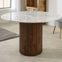 Opal Round 4-Seater Dining Table - Brown, Marble