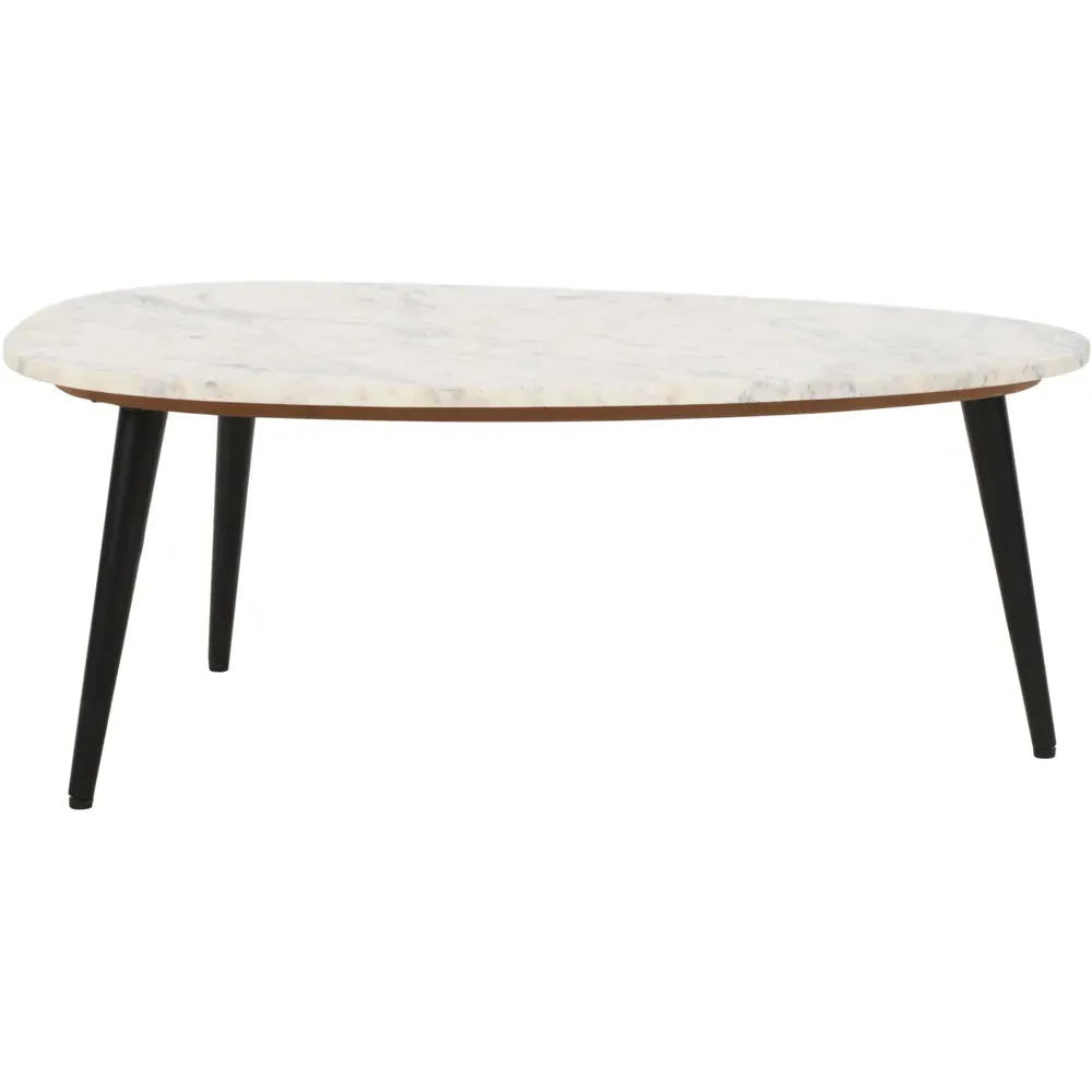 Opal Round Coffee Table - White, Marble