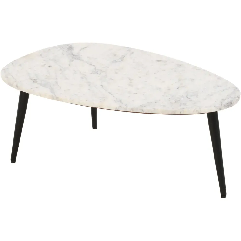Opal Round Coffee Table - White, Marble