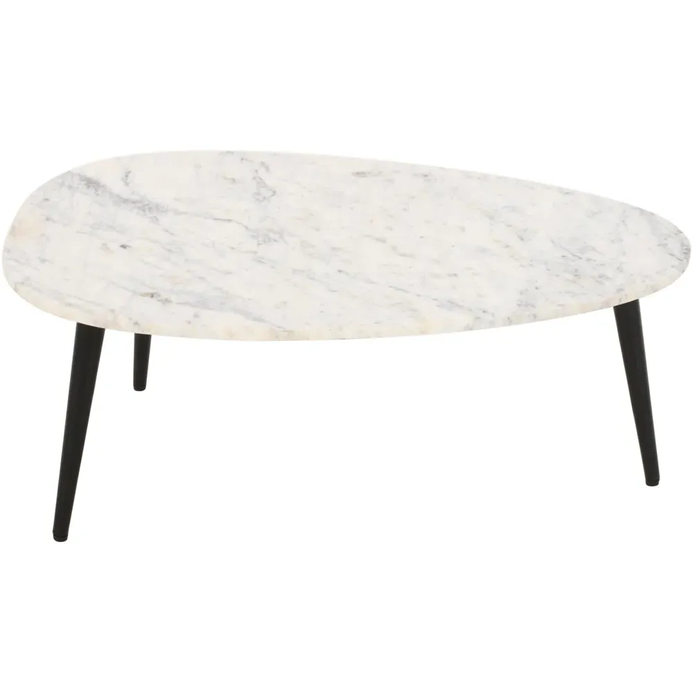 Opal Round Coffee Table - White, Marble