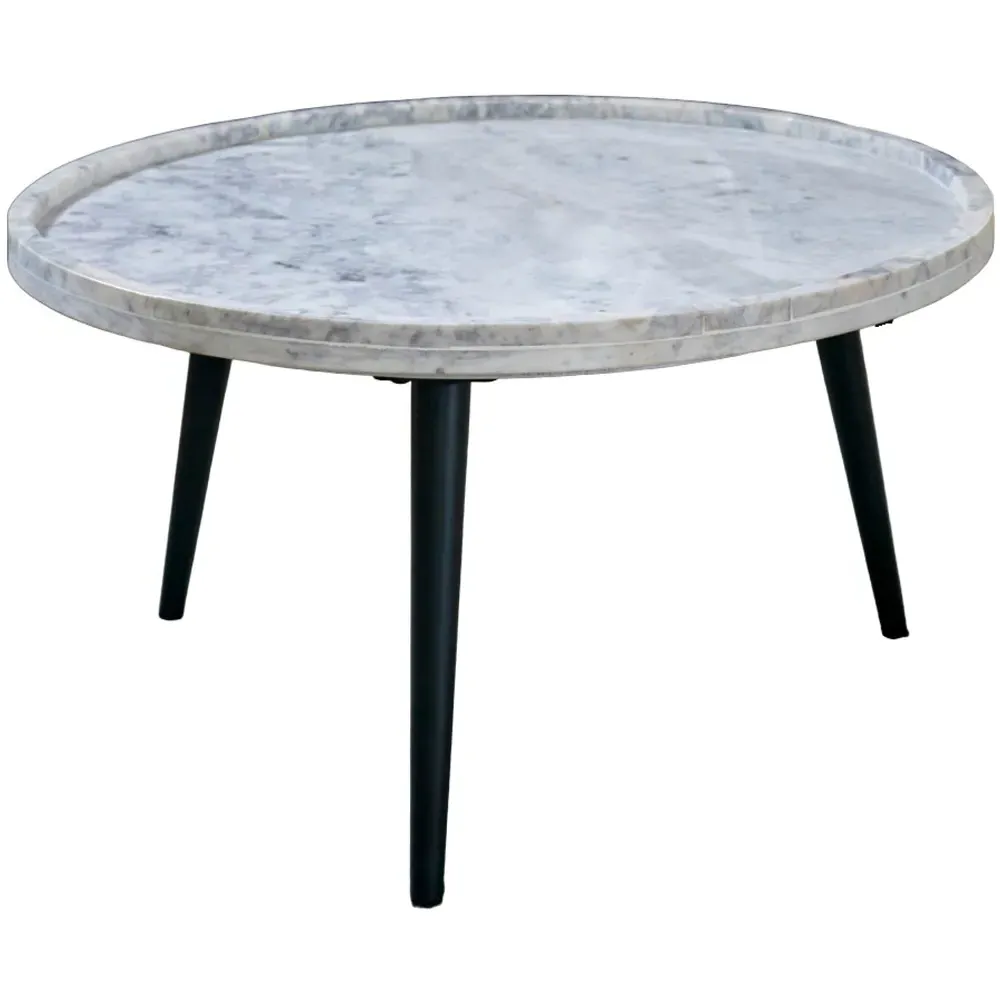 Opal Round Coffee Table - White, Marble