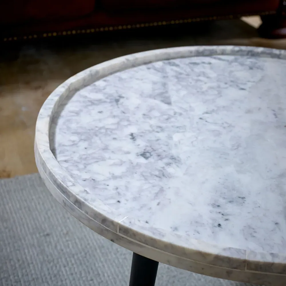 Opal Round Coffee Table - White, Marble