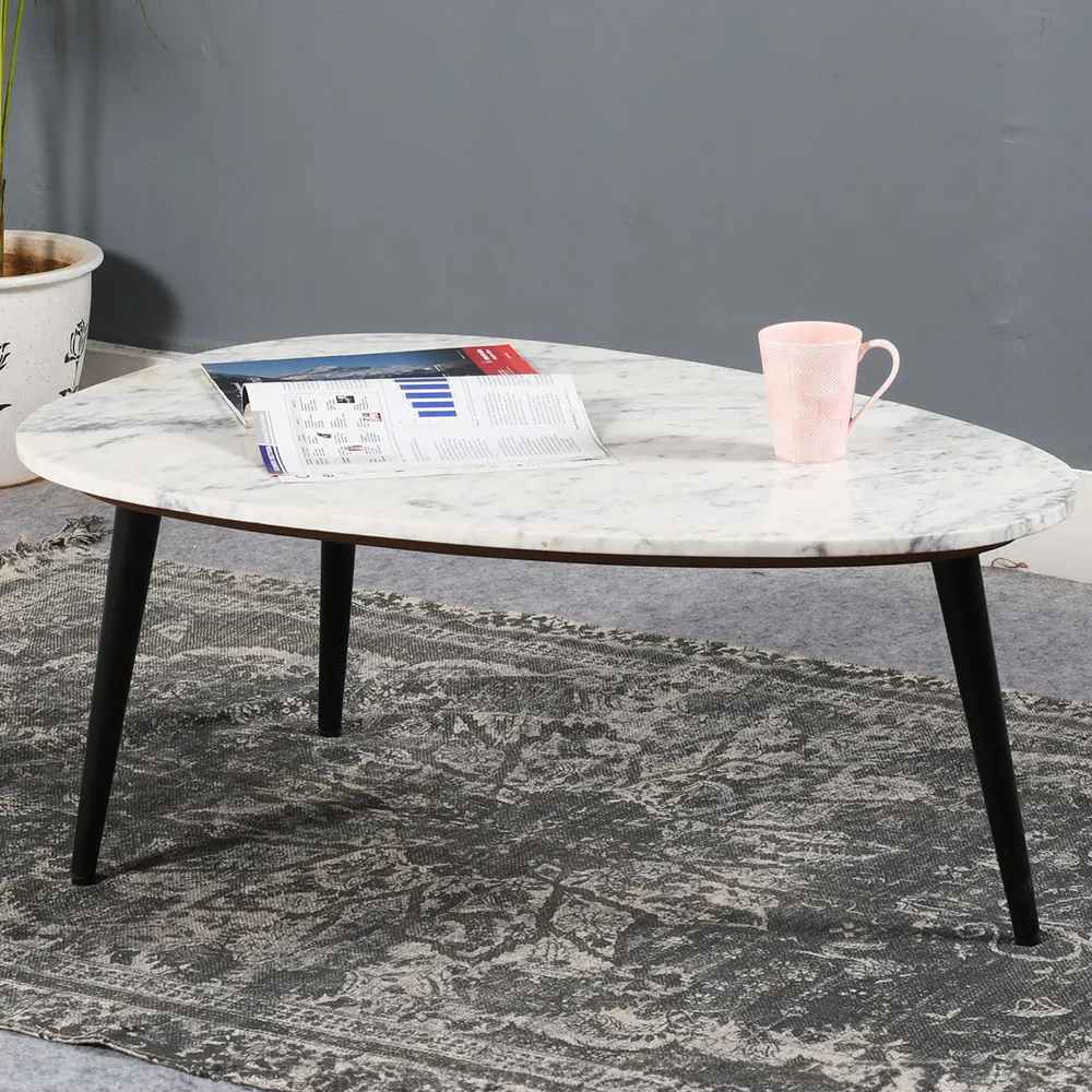 Opal Round Coffee Table - White, Marble