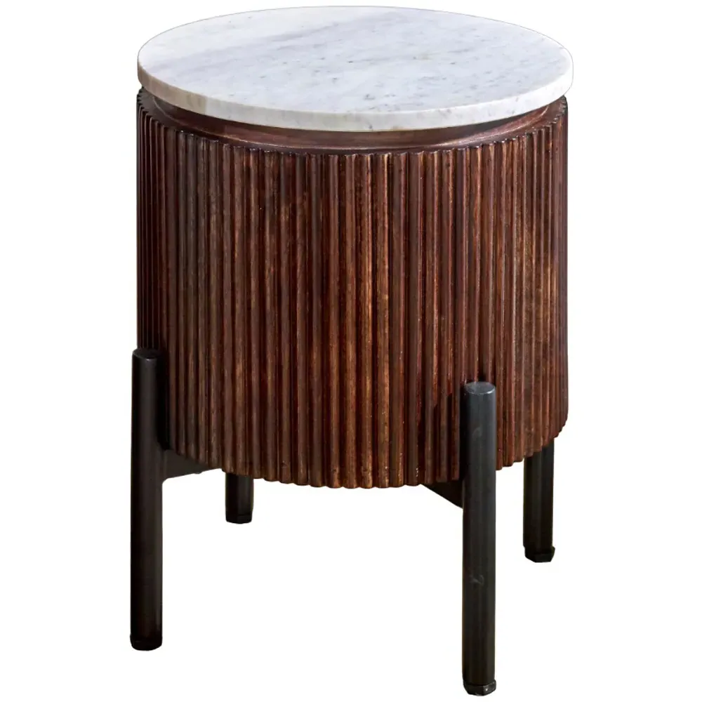 Opal Side Table - Brown, Marble
