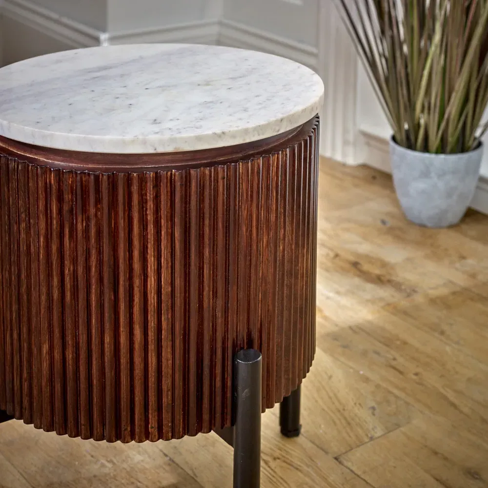 Opal Side Table - Brown, Marble