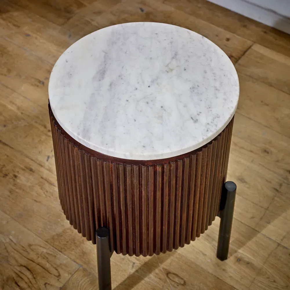 Opal Side Table - Brown, Marble