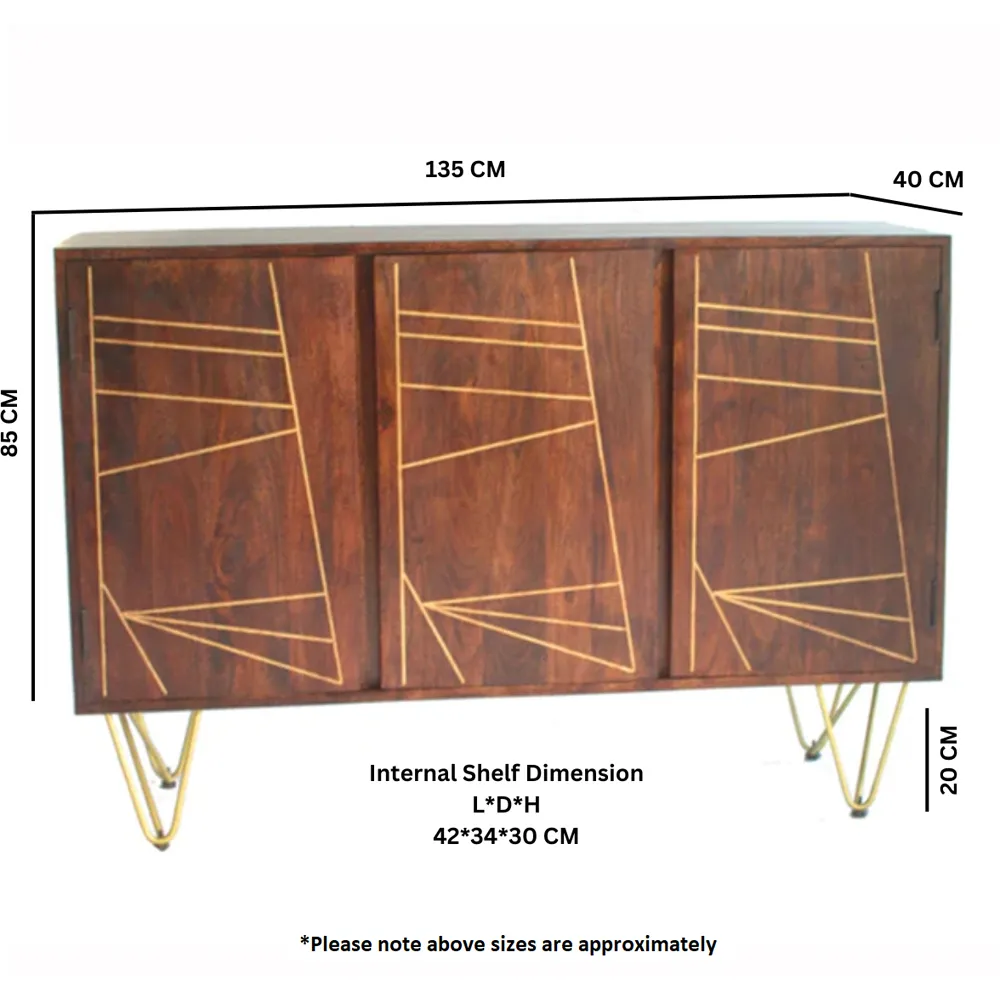 Ozella 3 Door Large Sideboard - Dark Gold