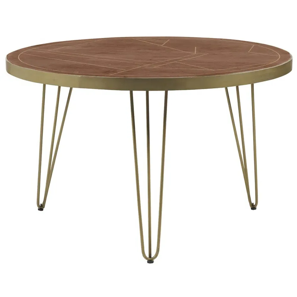 Ozella 4-Seater Round Dining Table - Dark Gold, Wood