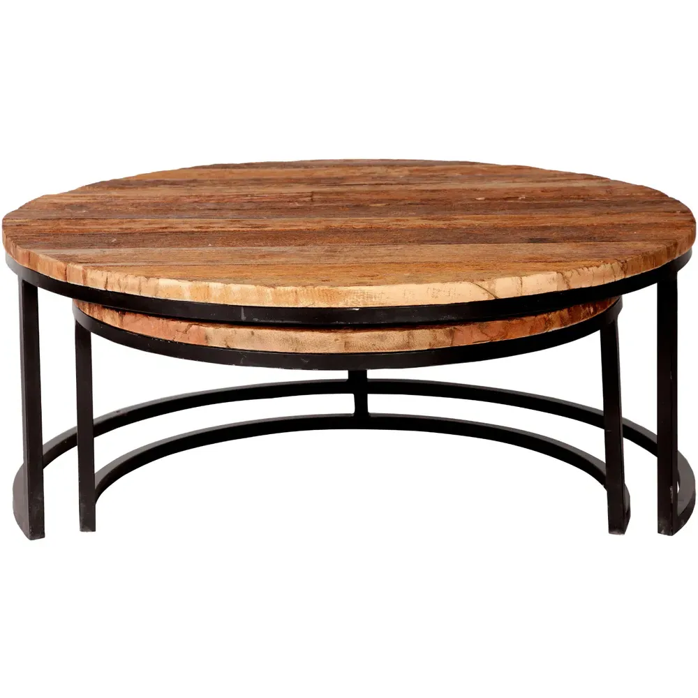 Round Nest of Tables Set of 2 - Brown, Wood