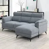 Roxy 3-Seater Left Hand Chaise Sofa - Grey