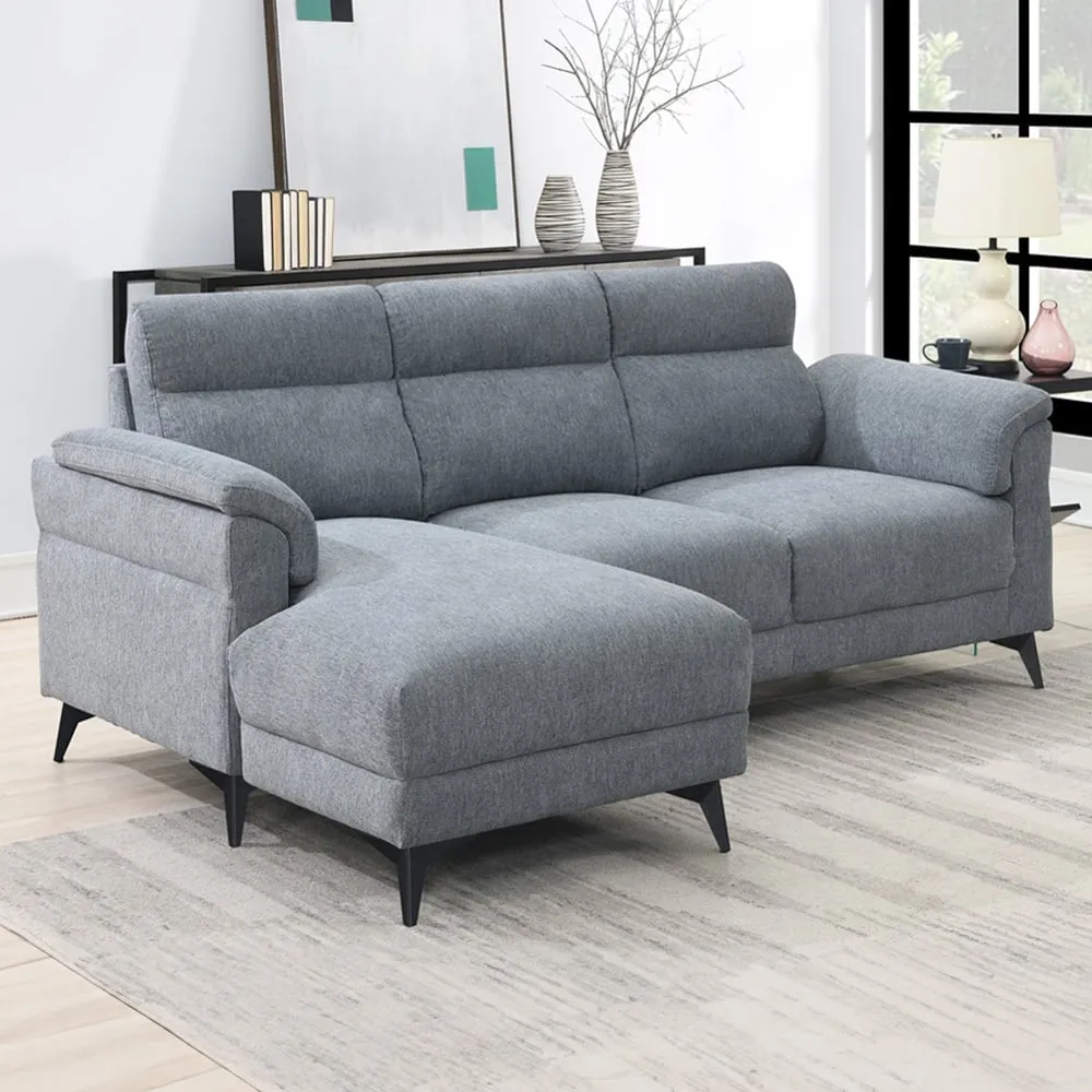 Roxy 3-Seater Left Hand Chaise Sofa - Grey image