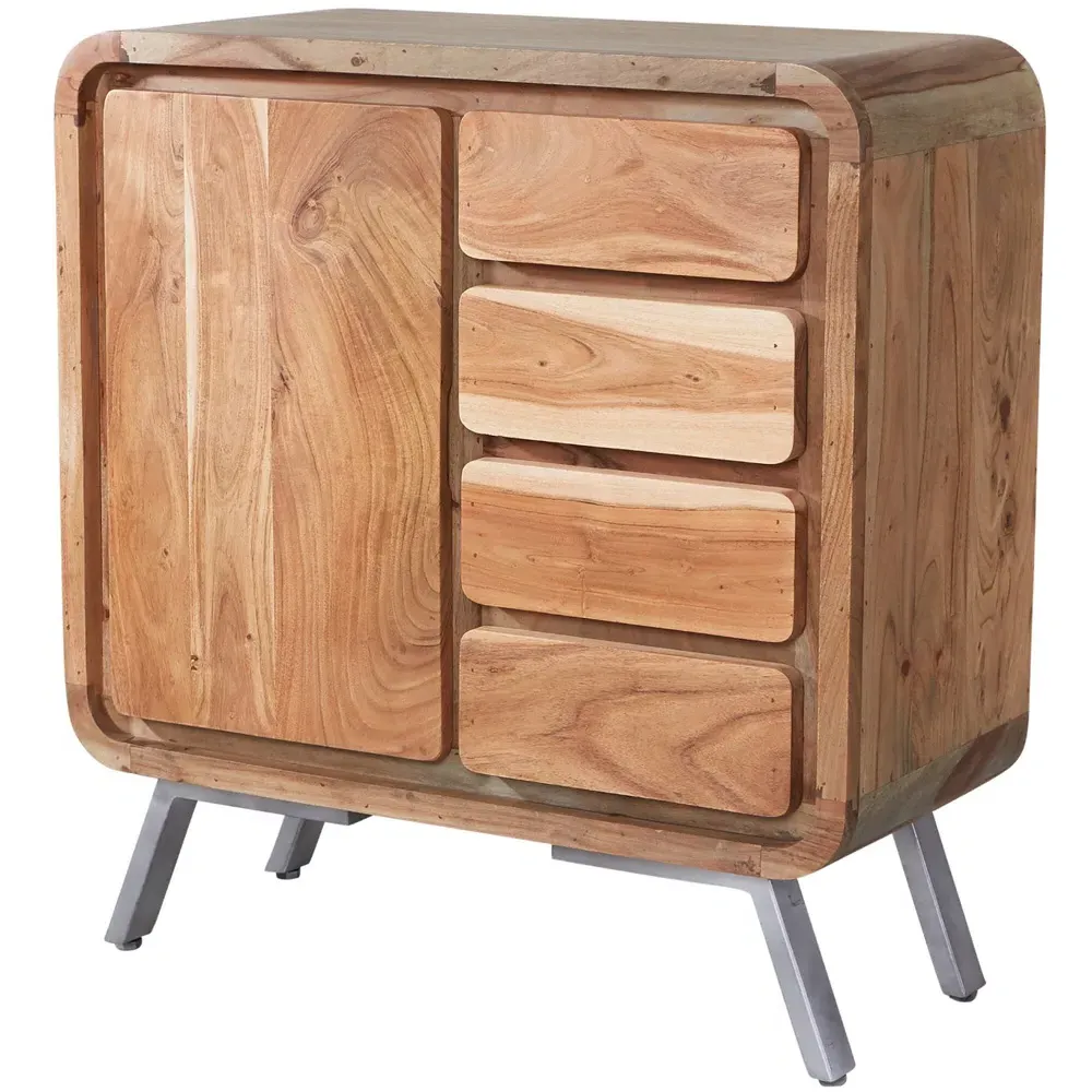 Single Door 4 Drawer Sideboard - Brown, Hardwood