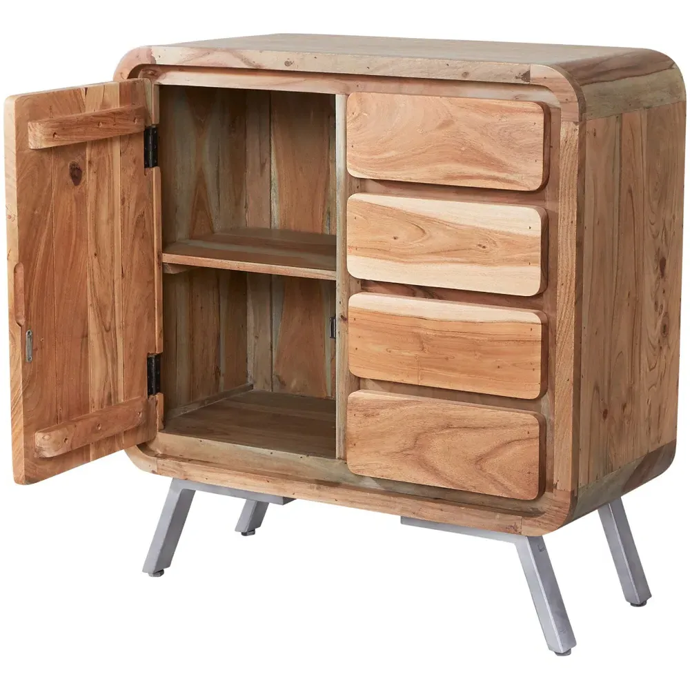 Single Door 4 Drawer Sideboard - Brown, Hardwood