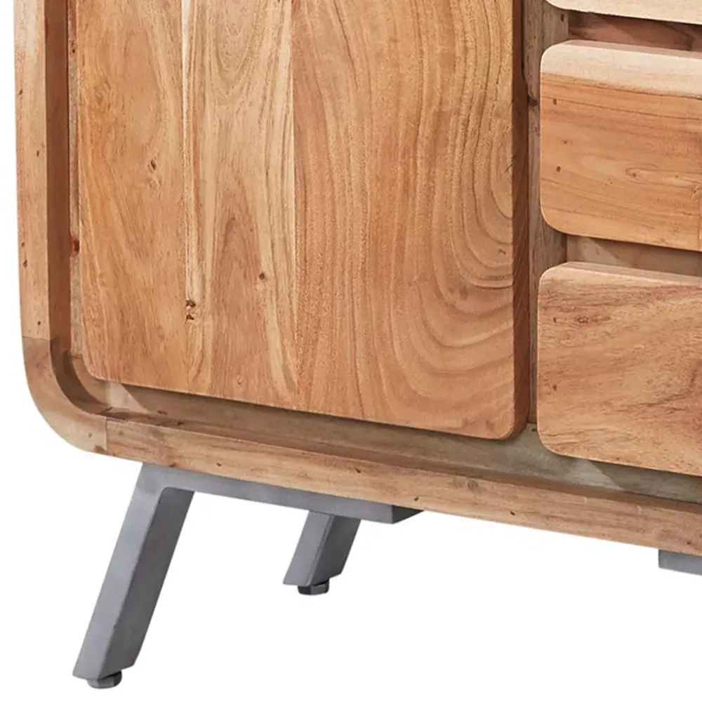 Single Door 4 Drawer Sideboard - Brown, Hardwood