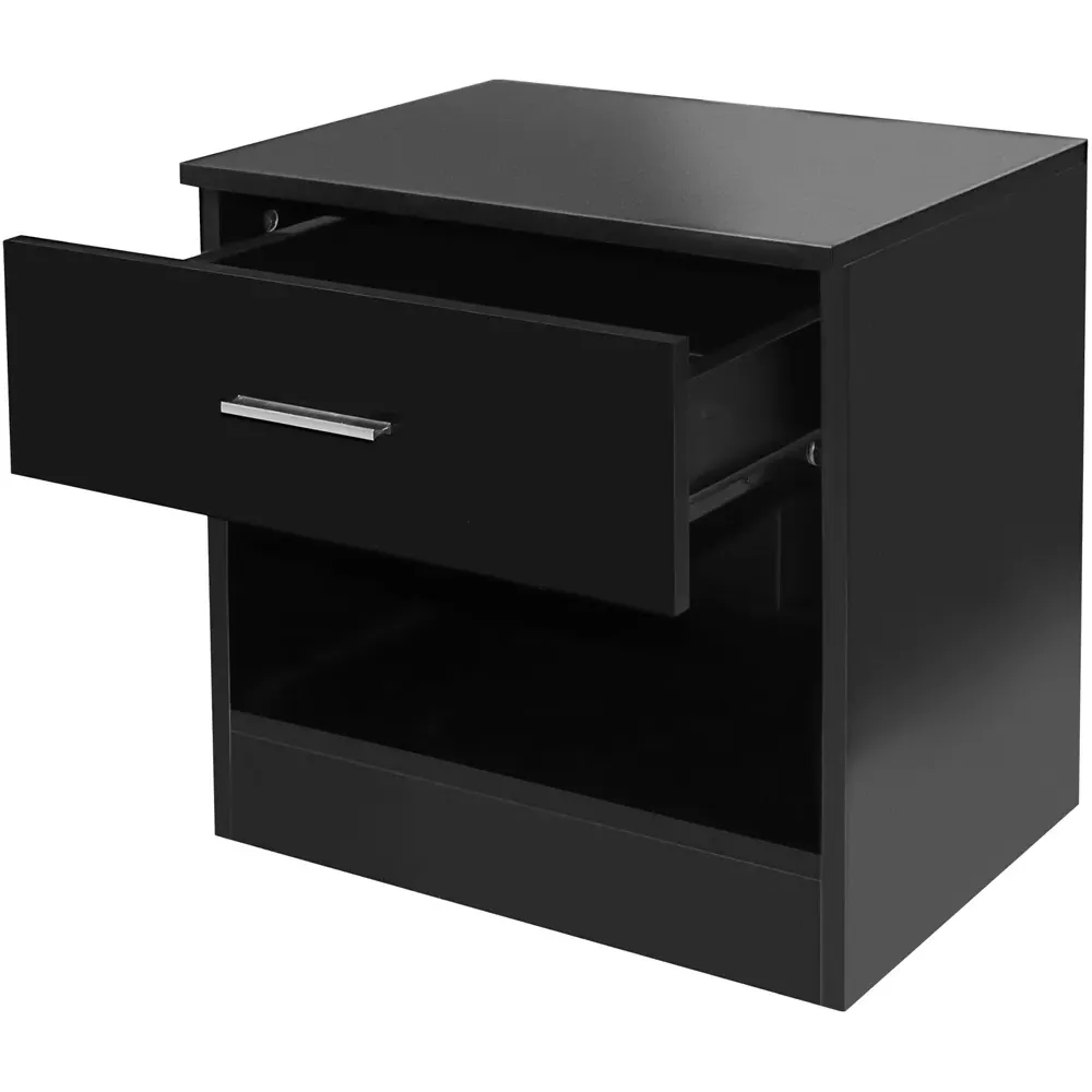 Single Drawer Bedside Table - Black