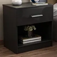 Single Drawer Bedside Table - Black