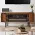 Slatted 2 Shelf TV Cabinet - Brown, Mango Wood