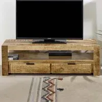 Surrey 2 Drawer TV Unit - Brown, Solid Wood