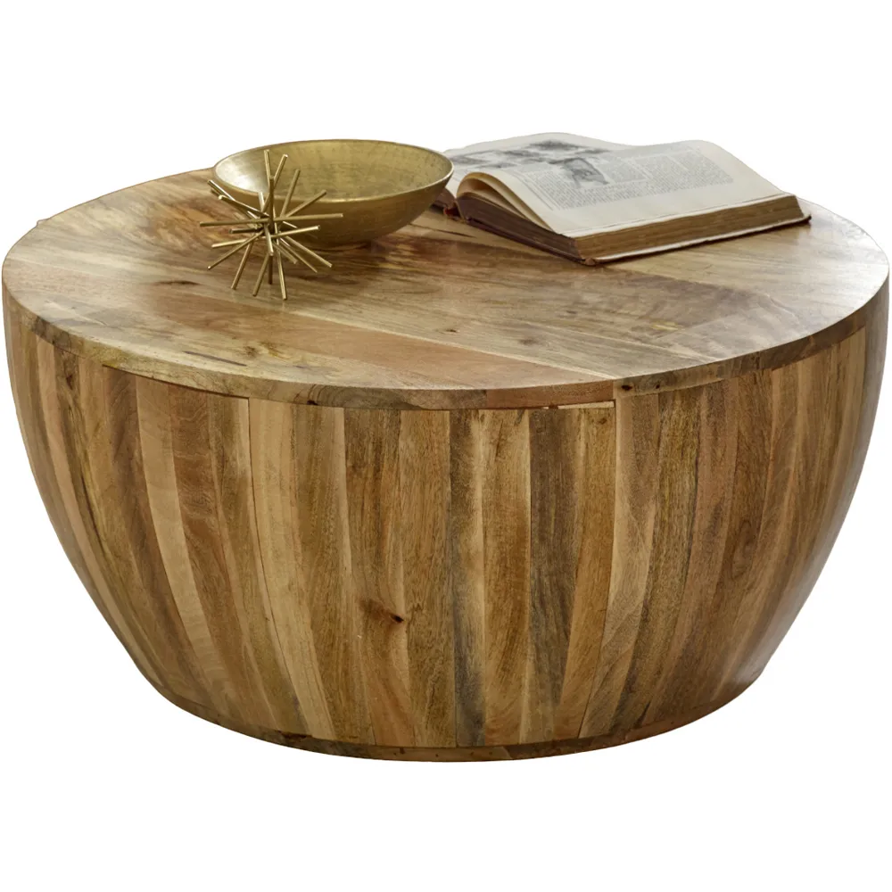 Surrey Drum Coffee Table - Brown, Solid Wood