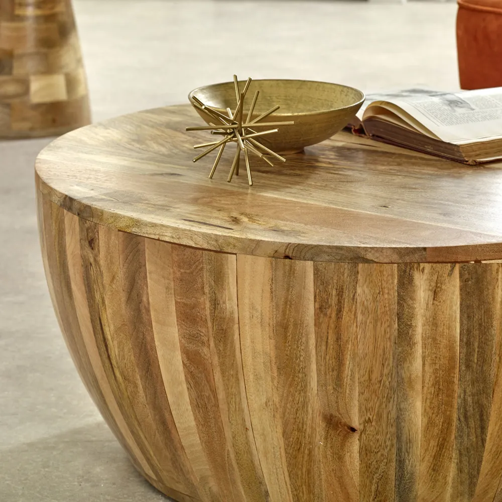 Surrey Drum Coffee Table - Brown, Solid Wood