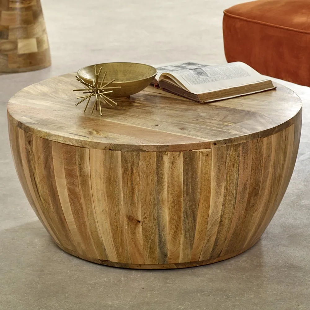 Surrey Drum Coffee Table - Brown, Solid Wood