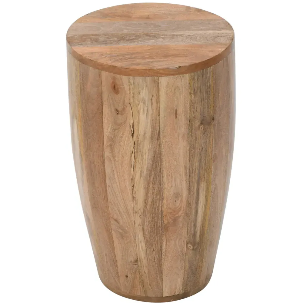 Surrey Drum Side Table - Brown, Solid Wood