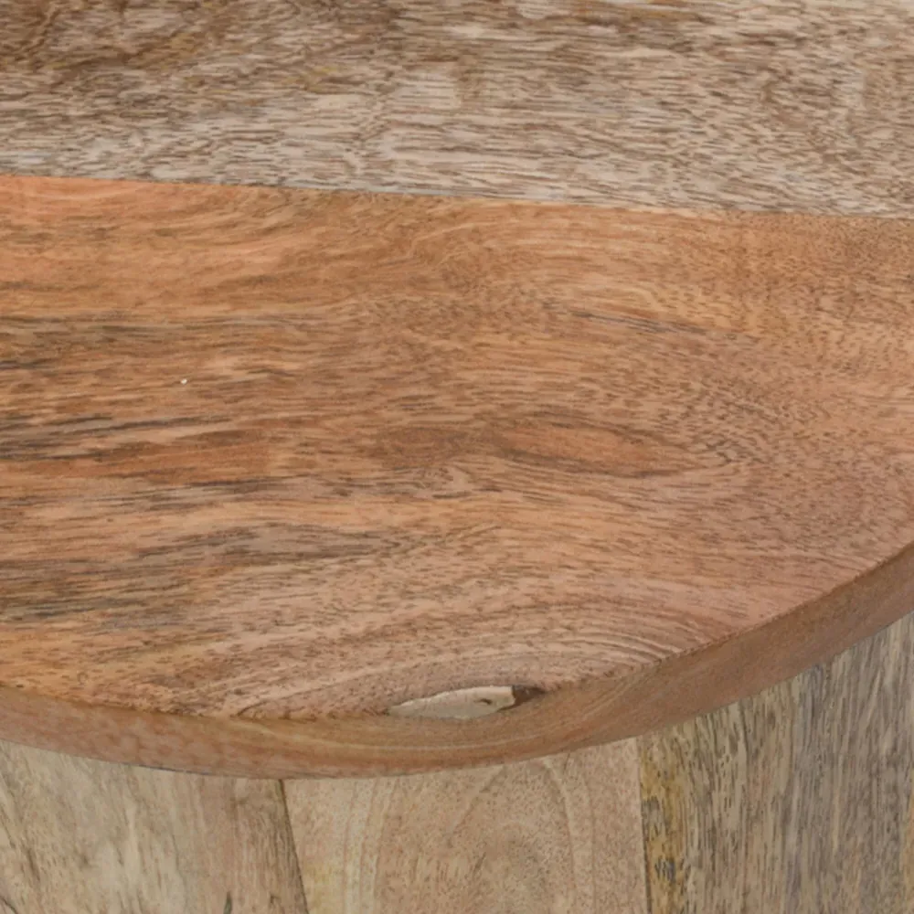 Surrey Drum Side Table - Brown, Solid Wood