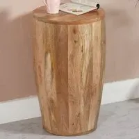 Surrey Drum Side Table - Brown, Solid Wood