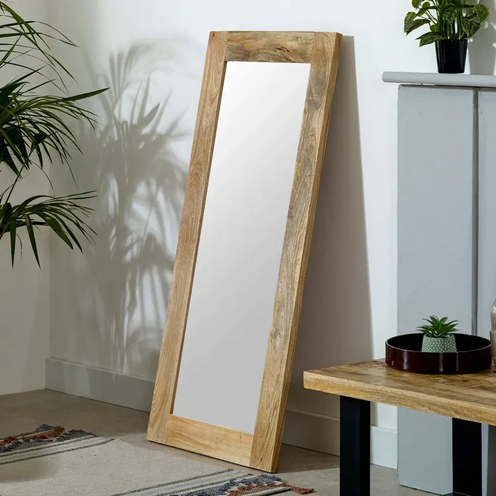Surrey Extra Long Wall Mirror - Brown, Solid Wood Frame