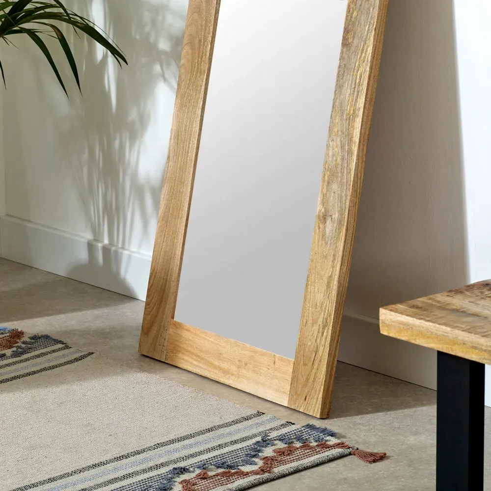 Surrey Extra Long Wall Mirror - Brown, Solid Wood Frame