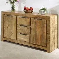 Surrey Large Sideboard with 2 Doors 3 Drawers - Brown, Solid Wood