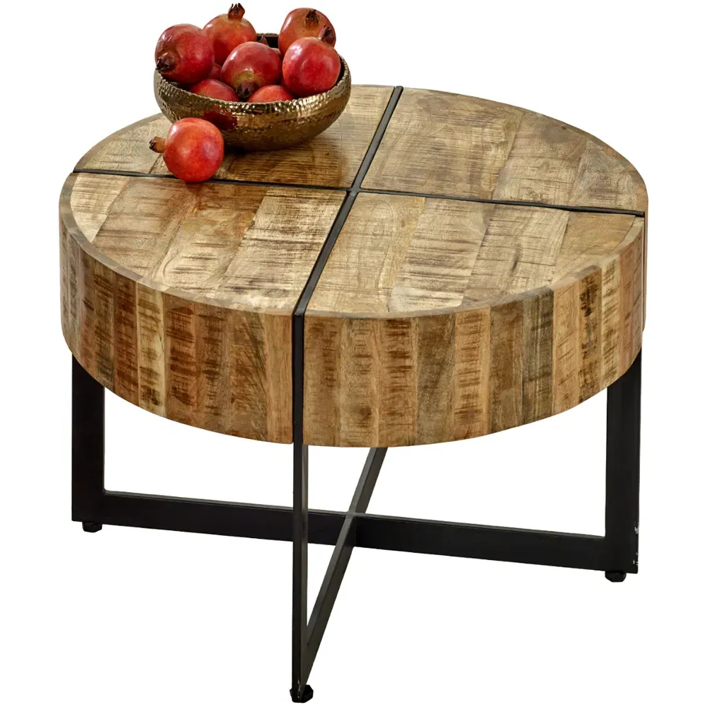 Surrey Metal Legs Coffee Table - Brown, Solid Wood