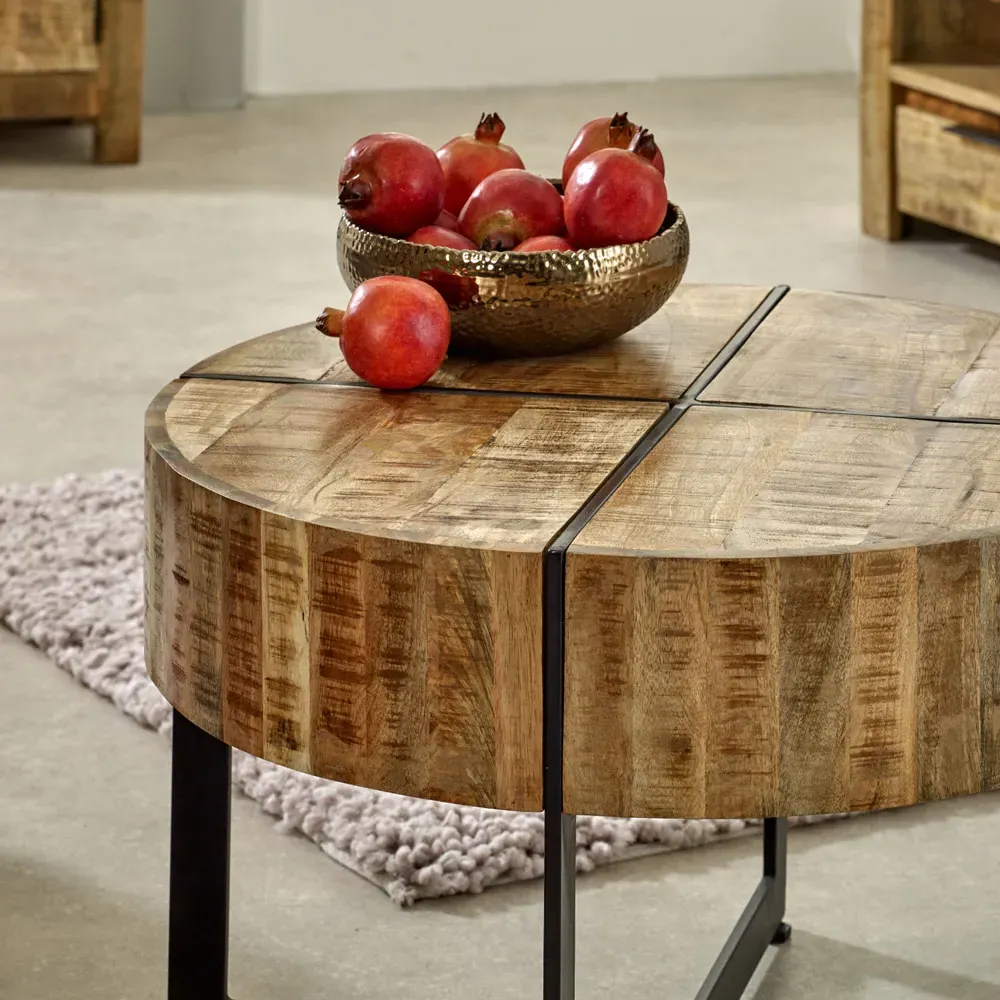 Surrey Metal Legs Coffee Table - Brown, Solid Wood