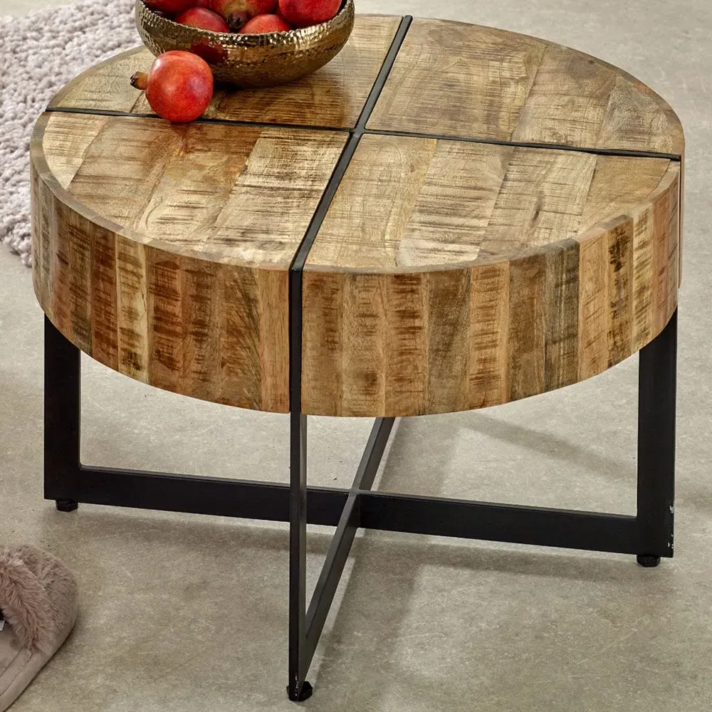 Surrey Metal Legs Coffee Table - Brown, Solid Wood image