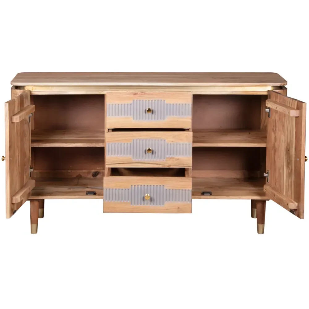 Wilton 2 Door 3 Drawer Sideboard - Brown, Acacia Wood