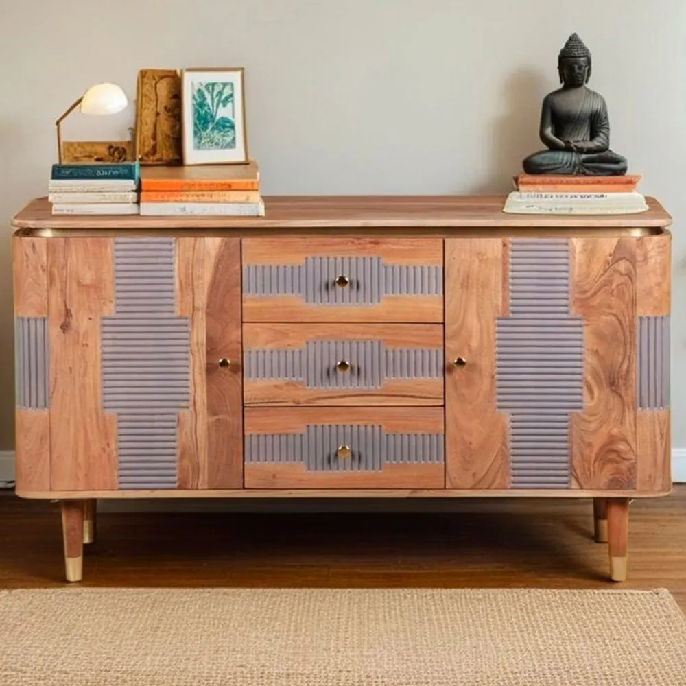 Wilton 2 Door 3 Drawer Sideboard - Brown, Acacia Wood