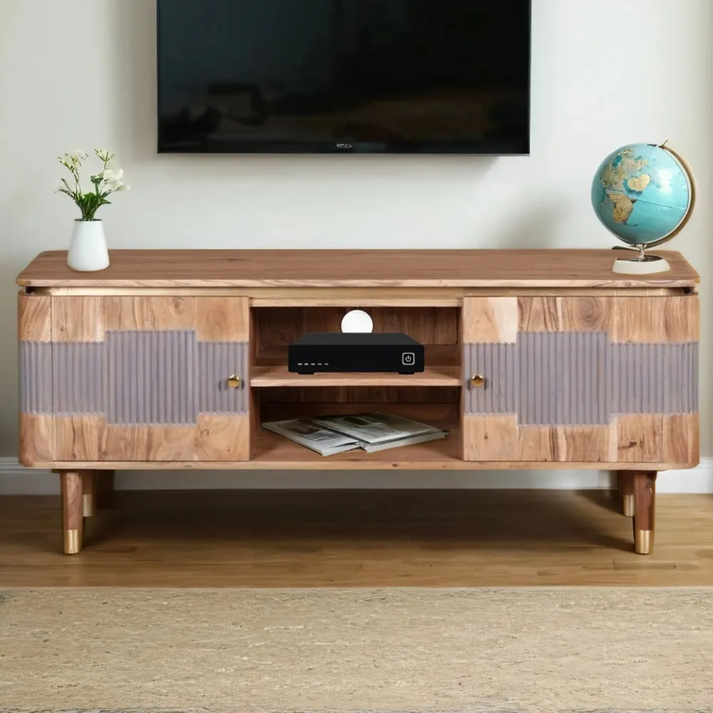 Wilton 2 Door TV Unit - Brown, Acacia Wood