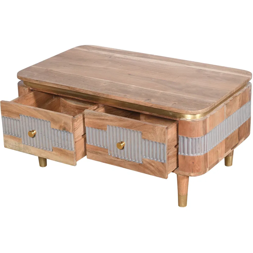 Wilton 2 Drawer Coffee Table - Brown, Acacia Wood