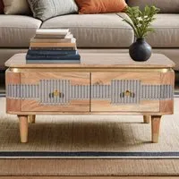 Wilton 2 Drawer Coffee Table - Brown, Acacia Wood