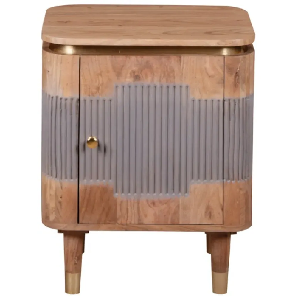 Wilton Single Door Bedside Table - Brown, Acacia Wood