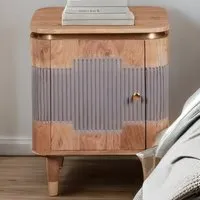 Wilton Single Door Bedside Table - Brown, Acacia Wood