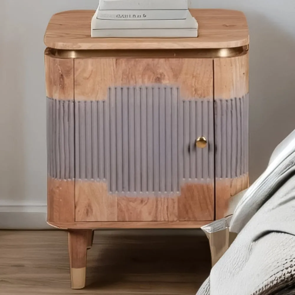 Wilton Single Door Bedside Table - Brown, Acacia Wood image