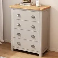 Argenta 4 Drawer Chest of Drawers - Light Grey