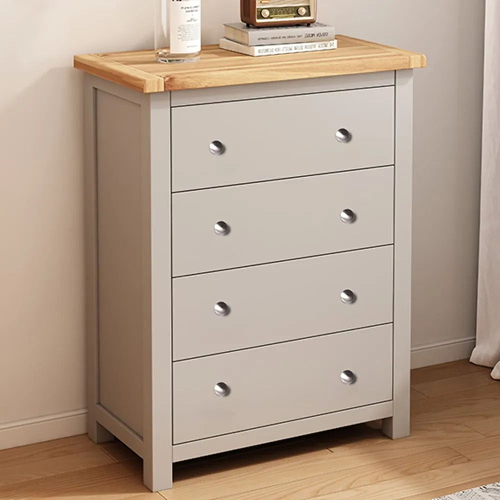 Argenta 4 Drawer Chest of Drawers - Light Grey