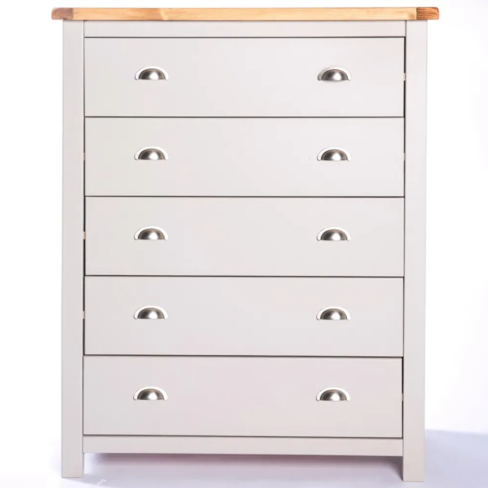 Argenta 5 Drawer Chest of Drawers - Grey, Pine