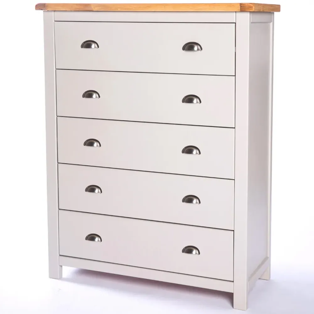 Argenta 5 Drawer Chest of Drawers - Grey, Pine